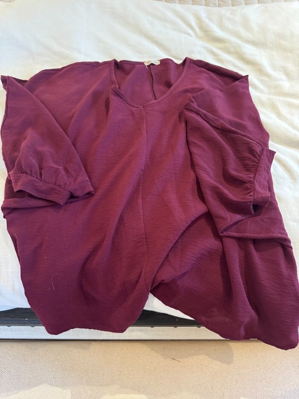 Cotton Bleu Oversized Batwing Top L Burgundy - Picture 6 of 6